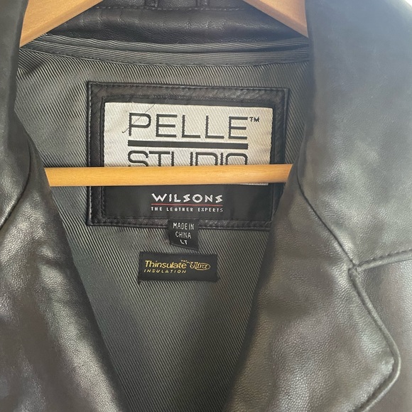 Black Leather Coat. Pelle Studio by Wilson’s Leather Experts. Large Tall - Picture 4 of 4